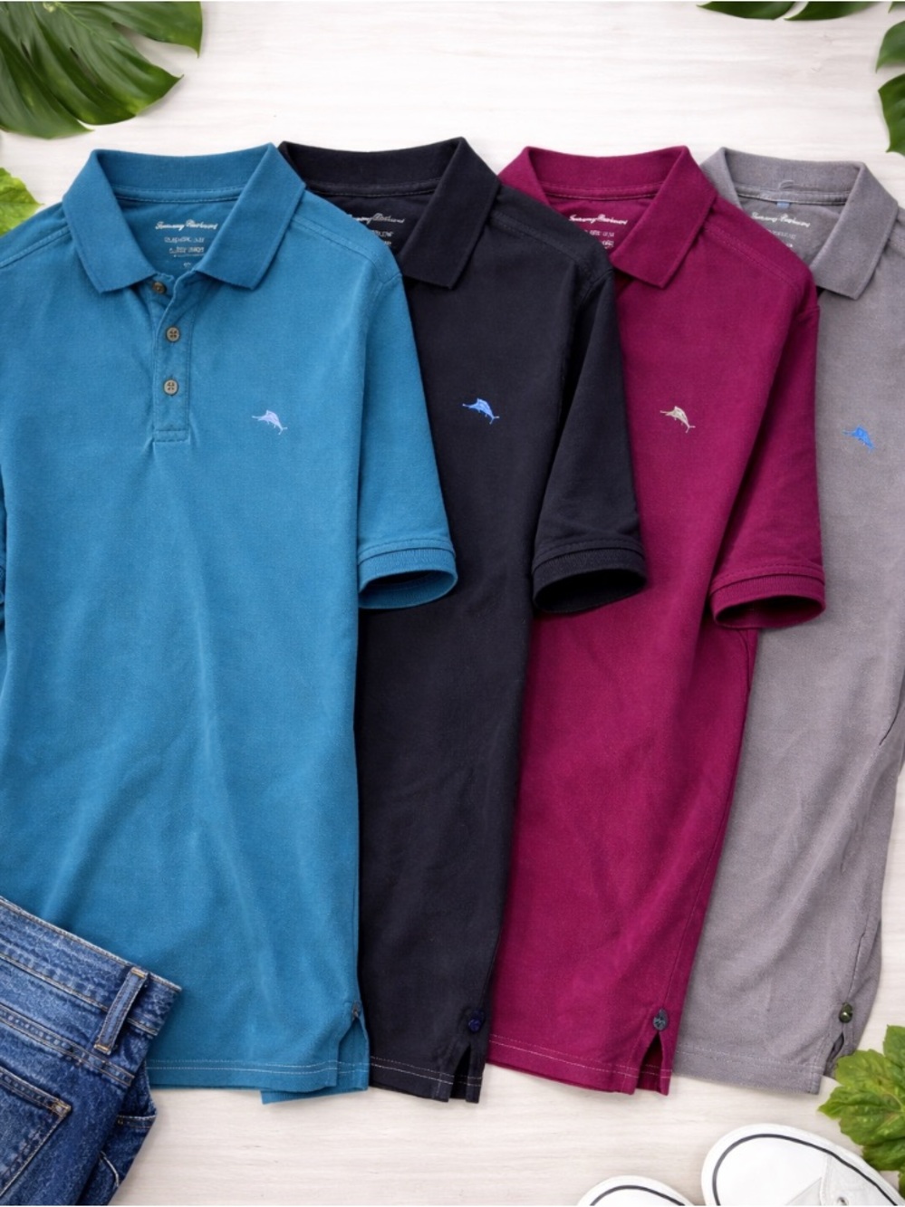 Tommy Bahama Island Zone Polo Shirt Men's Large Supima Cotton Collared Lot of 4